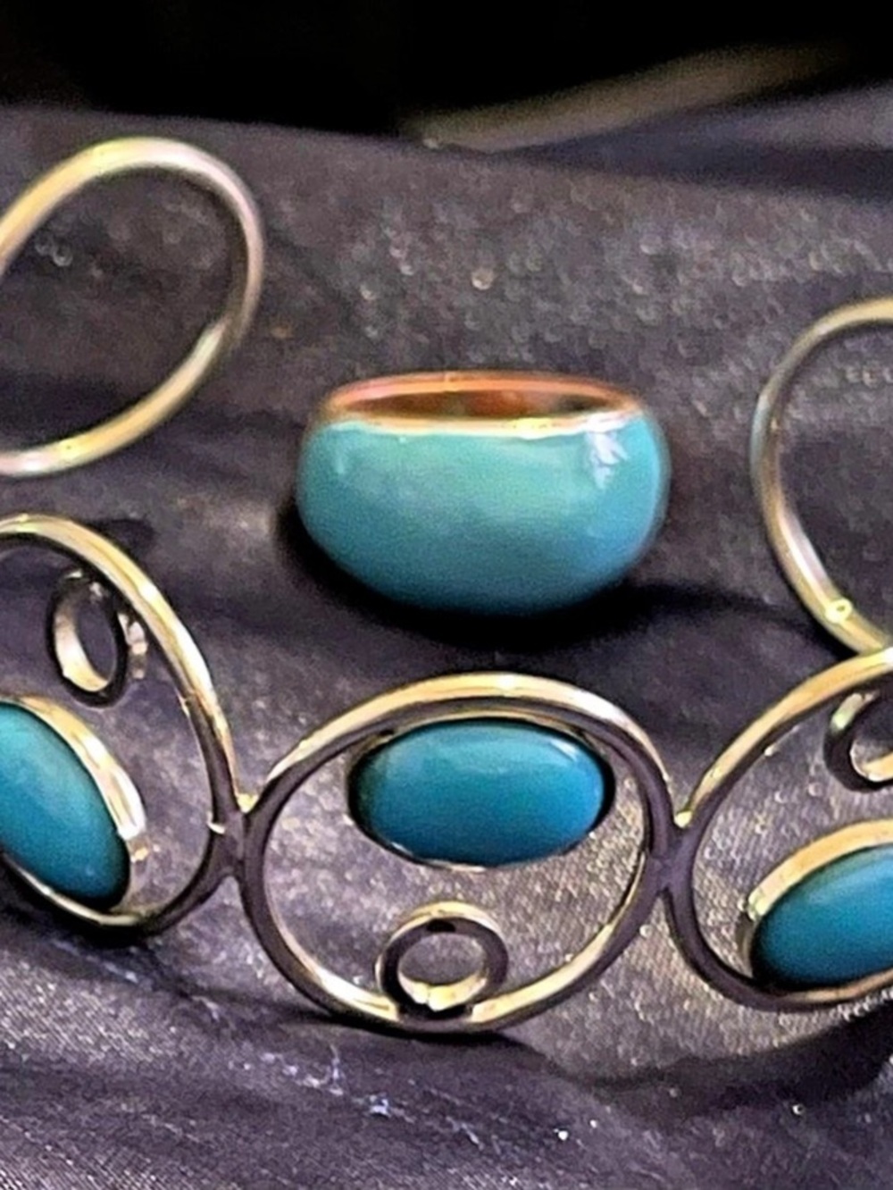 Blue Stone Statement Bracelet n ring